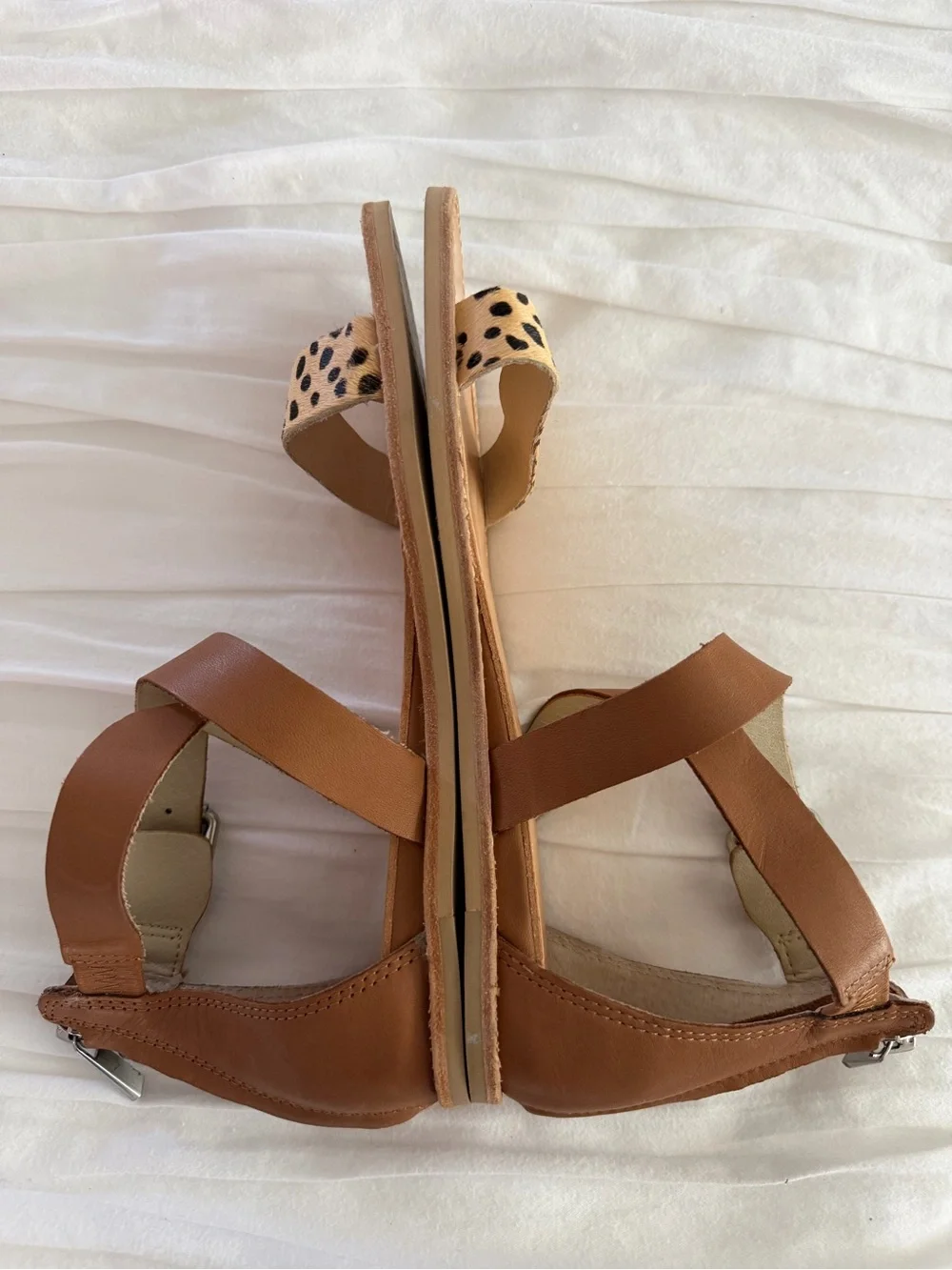Dolce Vita Cheetah Calf Hair Tan Leather Ankle Strap Sandals Size 7 NWOT